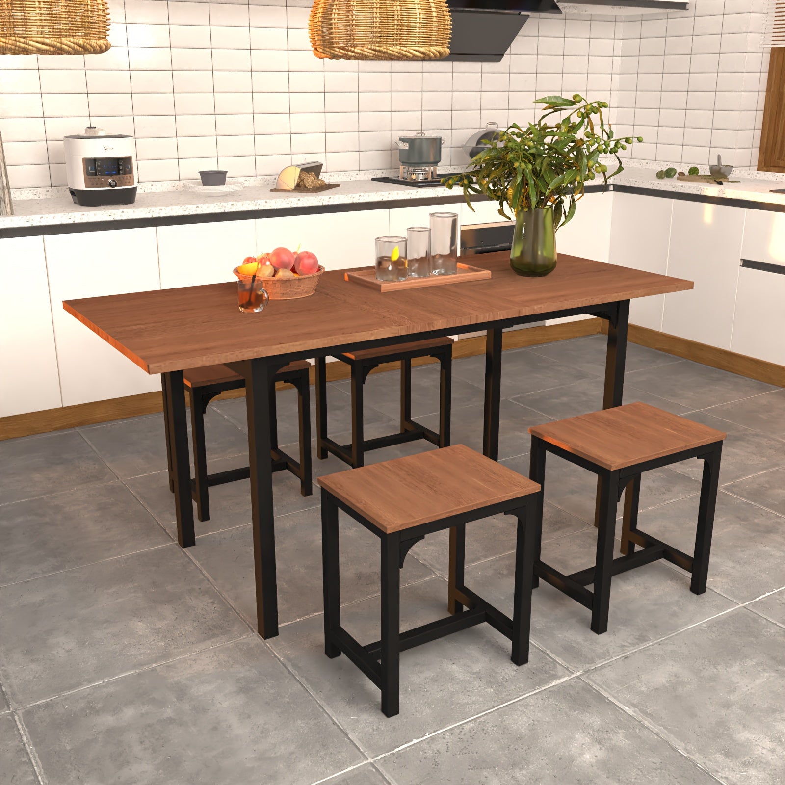 5pcs Dining Table Set with 4 Chairs, 63\