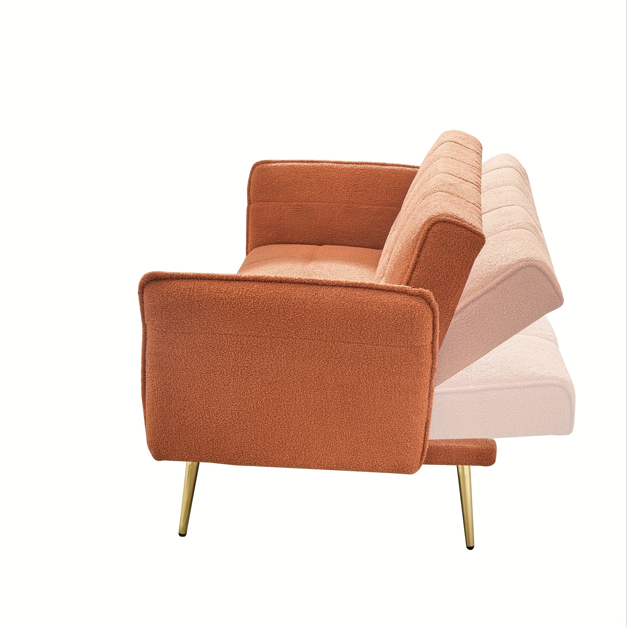 70-inch Teddy Fleece Sofabed, Convertible Futon Sofabed With Adjustable Arms And Backrest