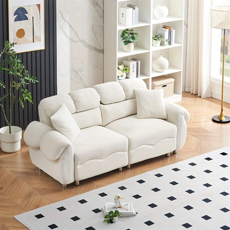 78-inch Modern-style Two-seater Sofa Made Of Flannel Fabric, Which Is Soft And Comfortable, Suitable for Both The Living Room And The Bedroom.