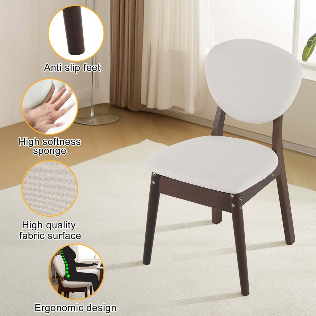 Elegant Home 5pcs Modern Dining Set, Solid Wood Rectangular Table with 4 Upholstered Chairs, Durable Dining Room Furniture for Home & Restaurant