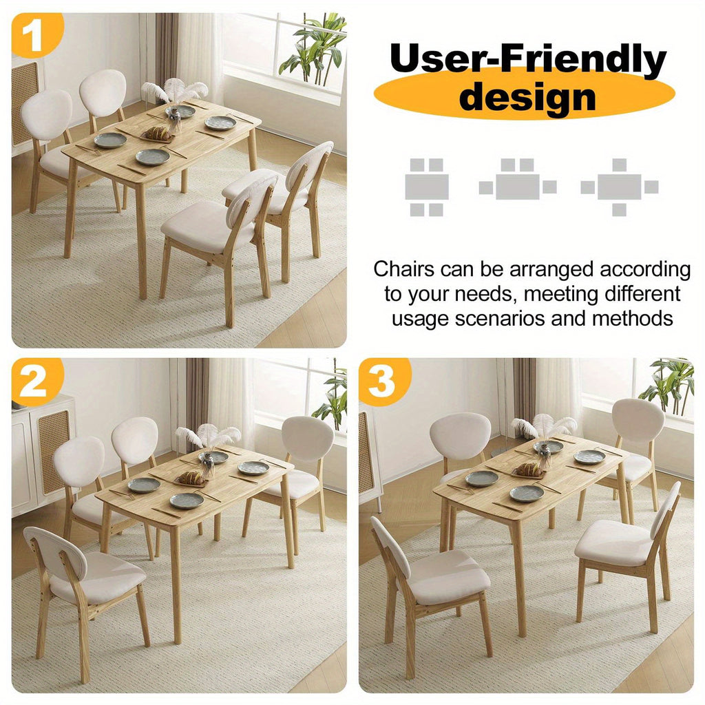 Elegant Home 5pcs Modern Dining Set, Solid Wood Rectangular Table with 4 Upholstered Chairs, Durable Dining Room Furniture for Home & Restaurant