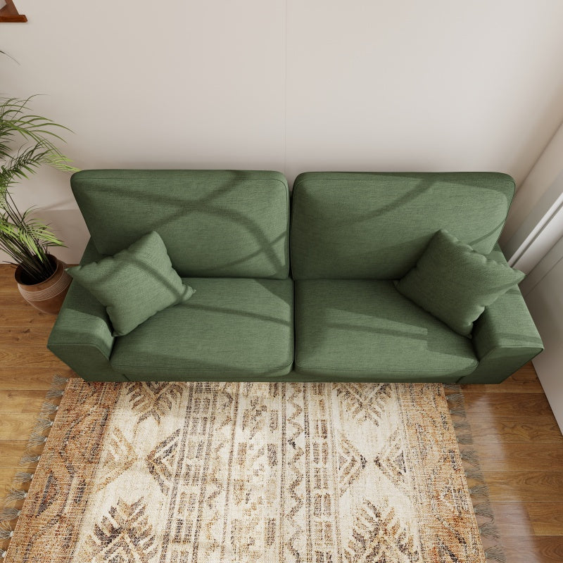 Modern Nordic Sofa - Heavy-Duty 750lb Capacity, Solid Wood Frame & Spring Cushions, Easy-Clean Chenille Fabric, No-Tools Assembly, Space-Saving Design for Living Room, Apartment, Office - Green, Comfy Couch