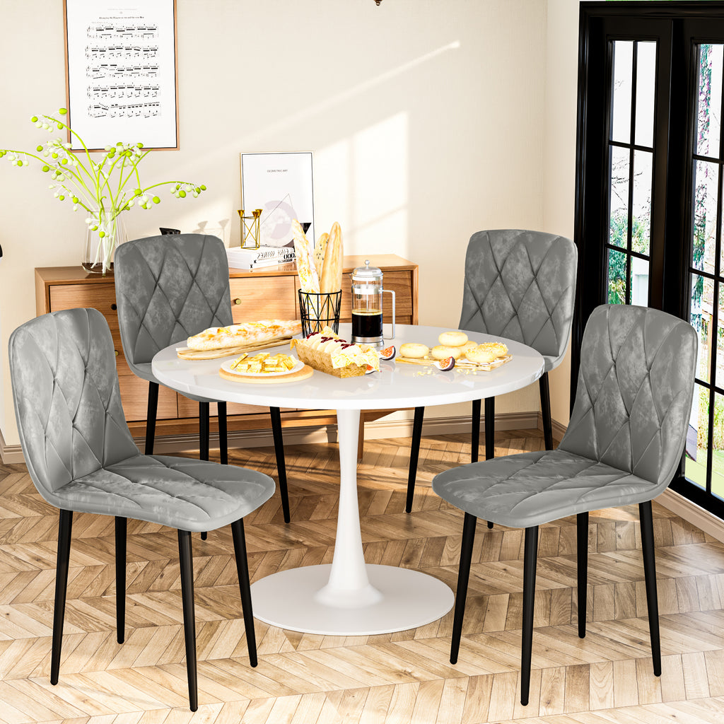 Round Dining Table Set for 4, 39 Inch Circle Dining Room Table with 4 Upholstered Chairs for 4 People, Mid Century Modern Round Kitchen Table and Chairs Set of 4 for Home Kitchen Dining Room Leisure Area (Brown Table + 4 Chairs)