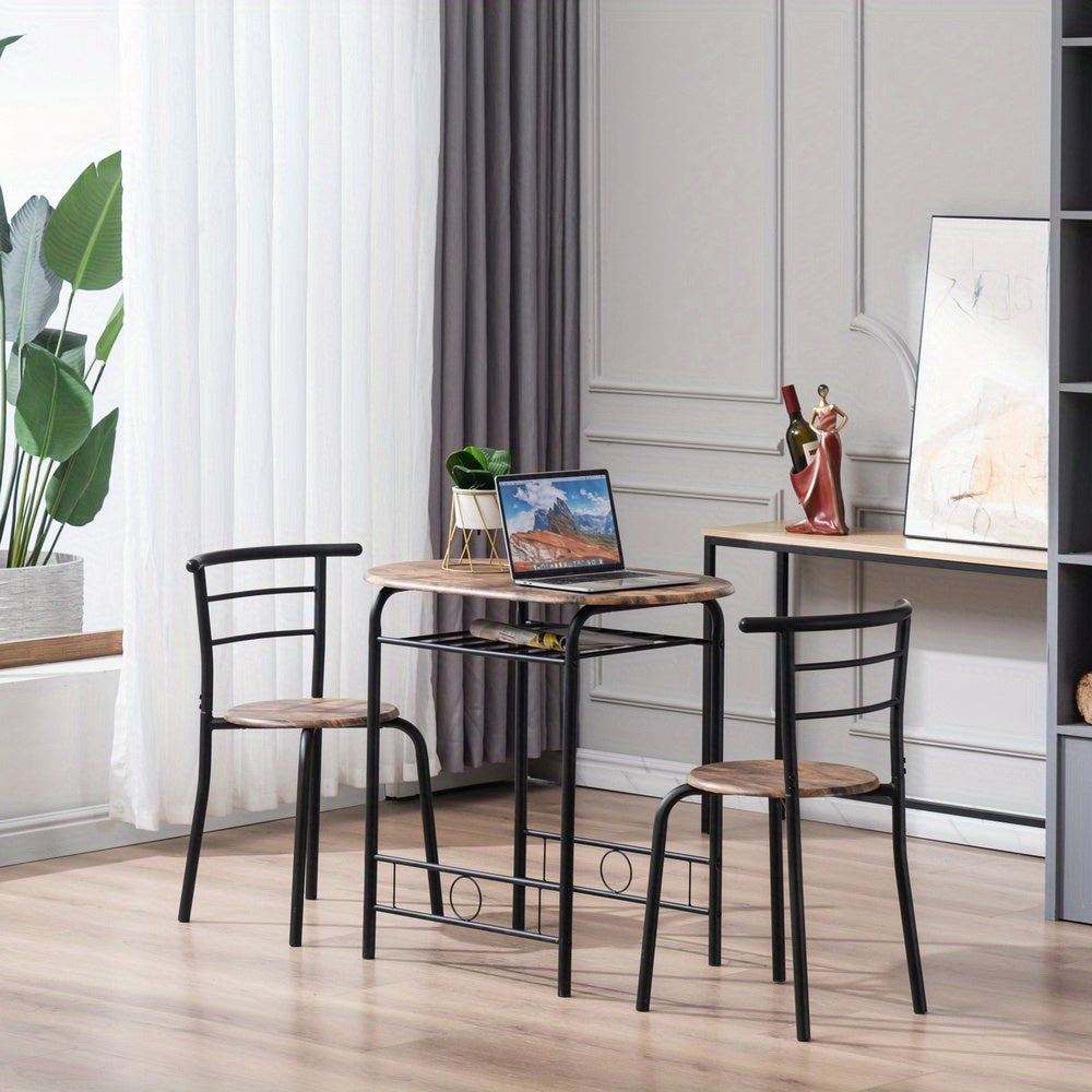 3-piece Dining Table Set, Small Dining Table and Chairs, Breakfast Table and Chair Set for Small Kitchen, Studio, Living Room, Bedroom, Oval Tabletop