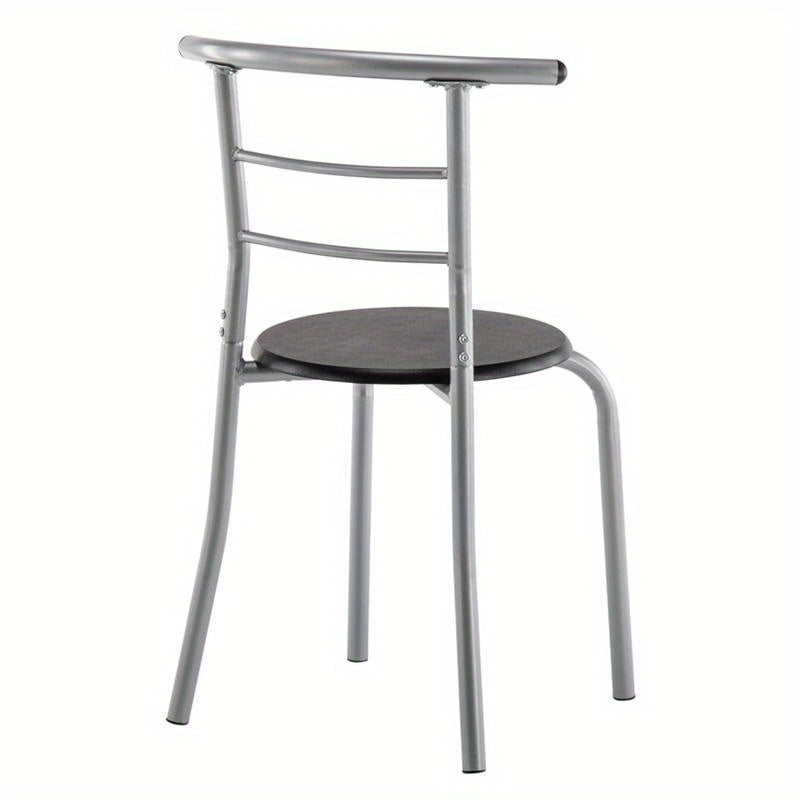 Classic Style 2-Chair Metal Dining Set, Black PVC Table and Chairs, No Wood, Electricity-Free, for Breakfast and Meals