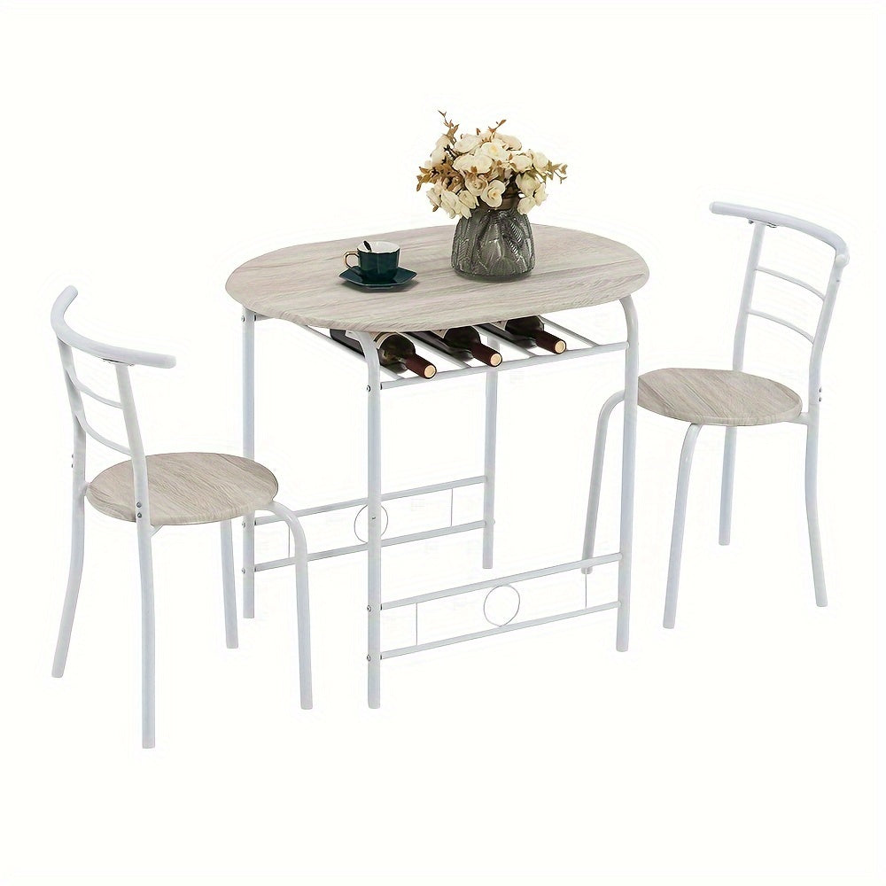 Disassemble Iron White Oak White Paint Black Silver Paint Dining Table And Chair Set 1 Table 2 Chair Oval Table Top