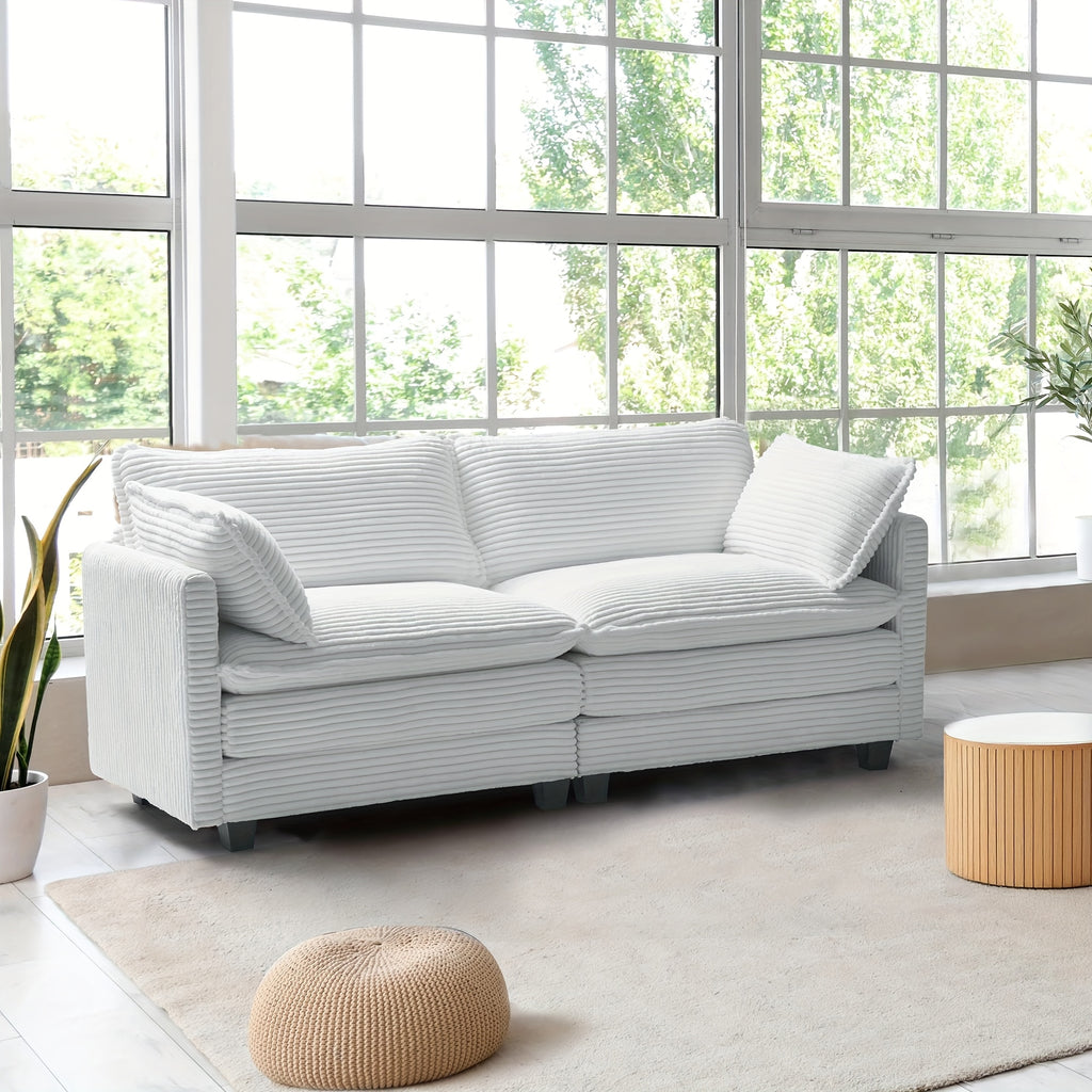 Modular Sectional Sofa, Comfy Cloud Couch Sectional Sofa, Corduroy Sofa Sleeper Deep Seat Sofa With Throw Pillows For Living Room