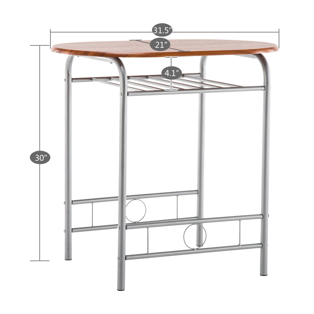 3-piece Dining Table Set, Small Dining Table and Chairs, Breakfast Table and Chair Set for Small Kitchen, Studio, Living Room, Bedroom, Oval Tabletop