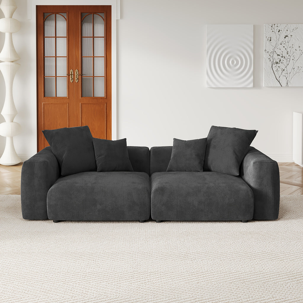 Modular Sectional Sofa, 102.36inch Loveseat Sofa, Corduroy Fabric Upholstered Couch with 4 Pillows