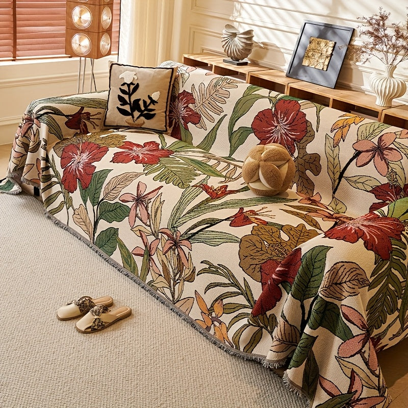 Bohemian Style Sofa Cover, Cotton Material Suitable for 1\u002F2\u002F3\u002F4-Seater Non-Slip Couch Protector, Soft & Comfortable, Easy Care, Pet-Friendly Multi-Functional