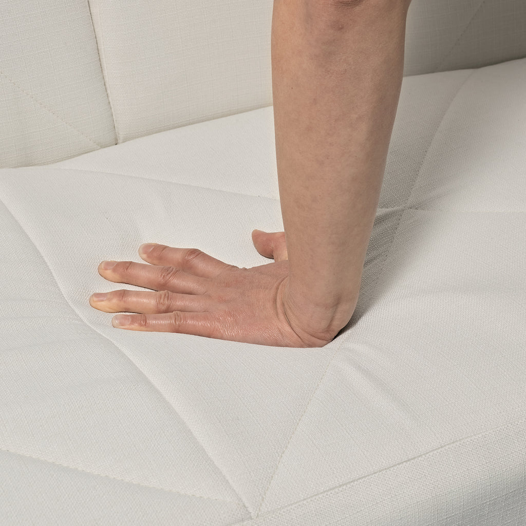 Modern Convertible Folding Futon Sofa Bed with Removable Armrests, Breathable Linen Sofa with 2 Cup Holders for Living Room