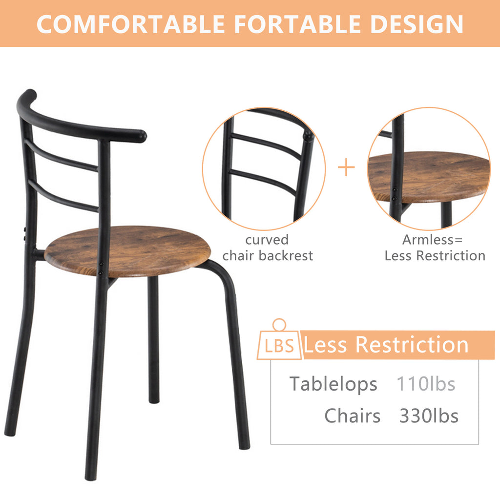 3-piece Dining Table Set, Small Dining Table and Chairs, Breakfast Table and Chair Set for Small Kitchen, Studio, Living Room, Bedroom, Oval Tabletop