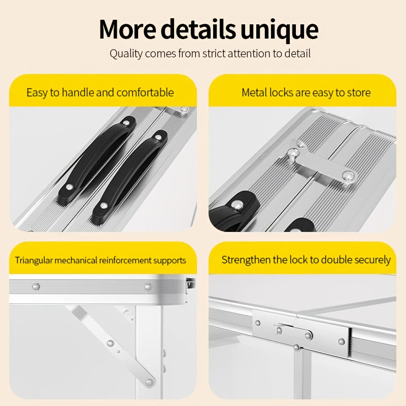 Home And Kitchen Supplies, Furniture for Gaming And Leisure Rooms, Indoor Folding Tables And Chairs, Folding Tables for Indoor And Outdoor Use, Portable Folding Square Plastic Dining Tables with Handles, Suitable for Picnics, Parties, Camping