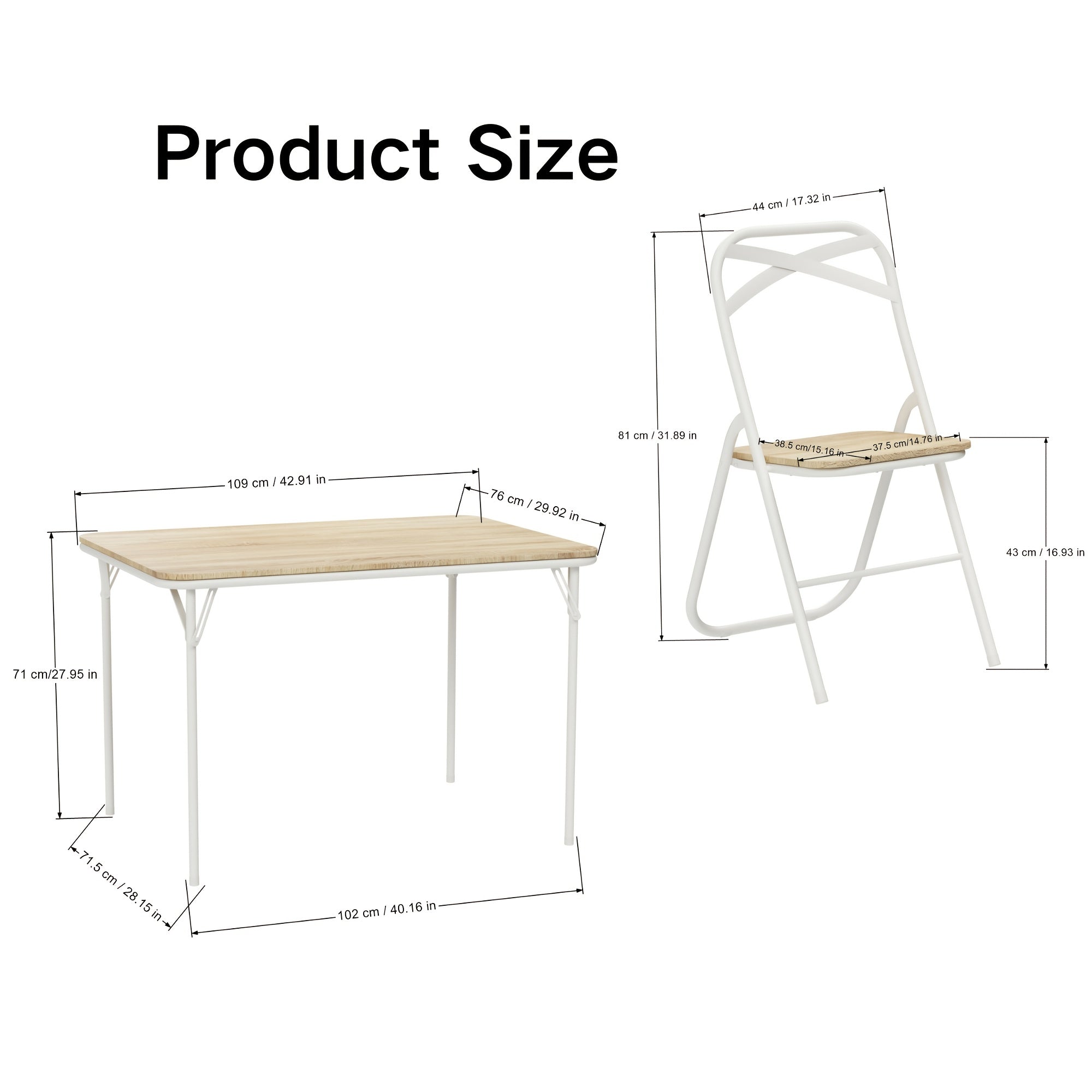 5\u002F7pcs FurnitureR Portable Folding Table and Chair Set, Modern Lightweight Design, Easy Assembly, Uncharged, with 42.9\
