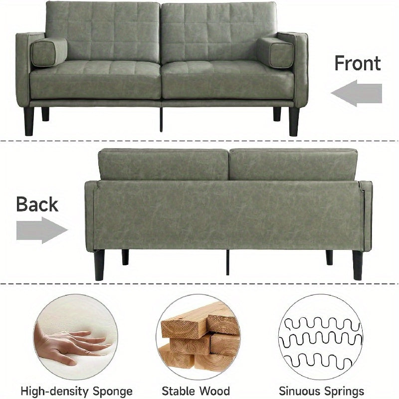 Medieval Modern Sofa Couch - Olive Green, Sturdy Metal Legs, Easy Assembly Living Room Furniture, Modern Loveseat for Apartment, Housewarming Gift - Durable & Easy-Clean Design, Sofa for Living Room, Checkered Pattern Detail