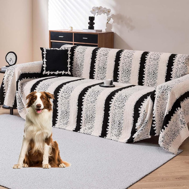 Sherpa Fleece Couch Cover for 2 Cushion Sofa Black 71\