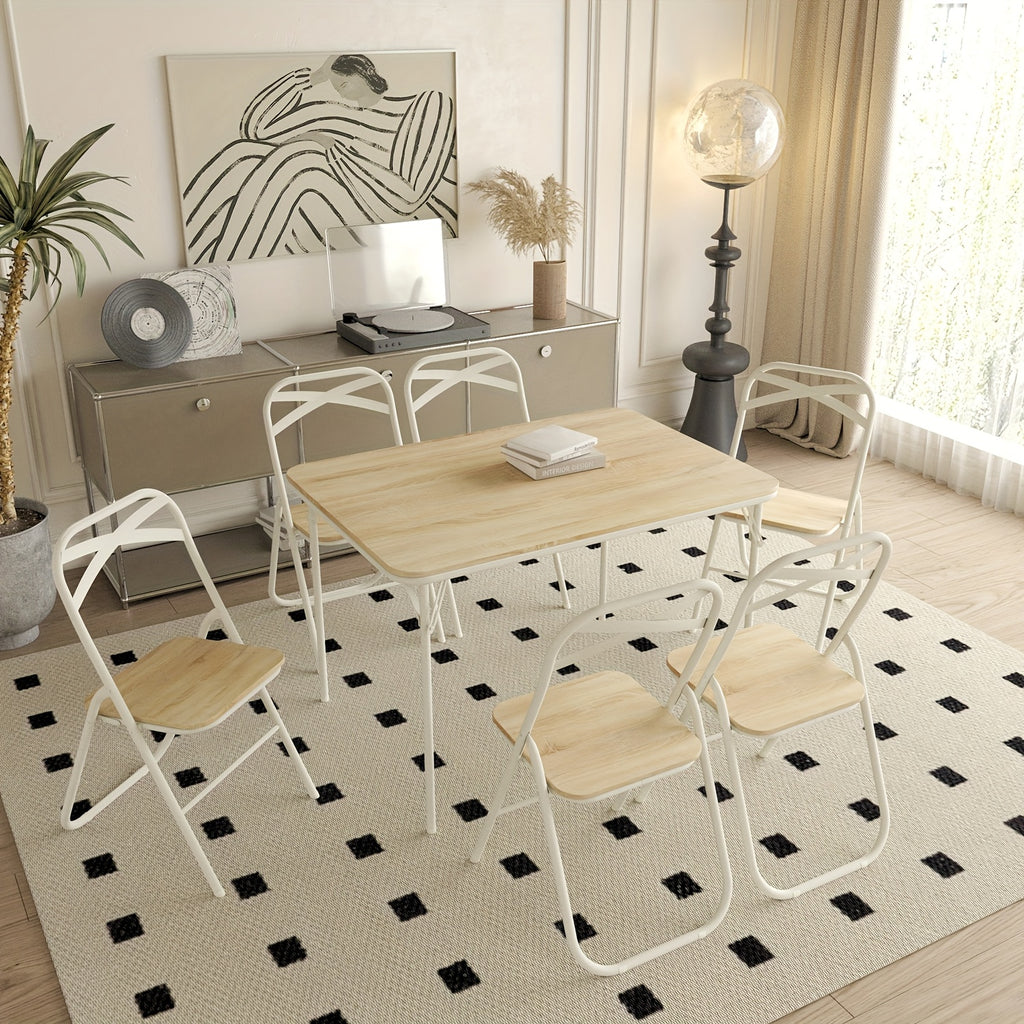 5\u002F7pcs FurnitureR Portable Folding Table and Chair Set, Modern Lightweight Design, Easy Assembly, Uncharged, with 42.9\