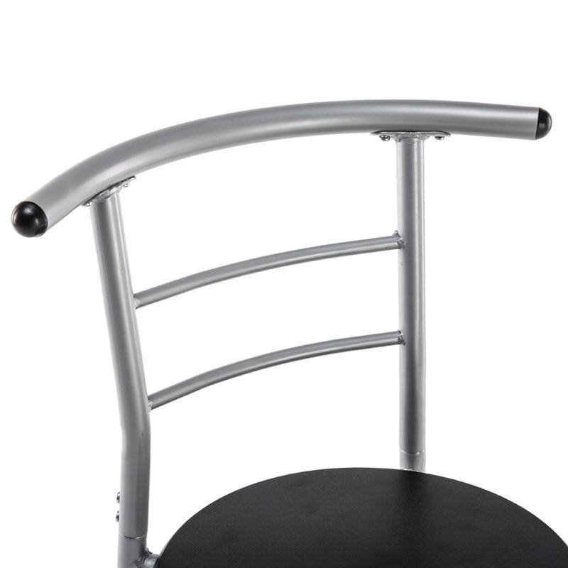 Classic Style 2-Chair Metal Dining Set, Black PVC Table and Chairs, No Wood, Electricity-Free, for Breakfast and Meals