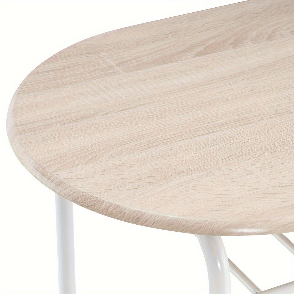 Disassemble Iron White Oak White Paint Black Silver Paint Dining Table And Chair Set 1 Table 2 Chair Oval Table Top