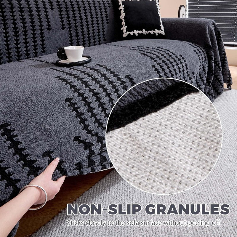 Sherpa Fleece Couch Cover for Dogs Washable Non Slip Pet Proof Sofa Covers for 2 Cushion Couch Heavy Duty Scratch Resistant Pet Friendly Furniture Cover Fits Love Seat 71 x118 Gray