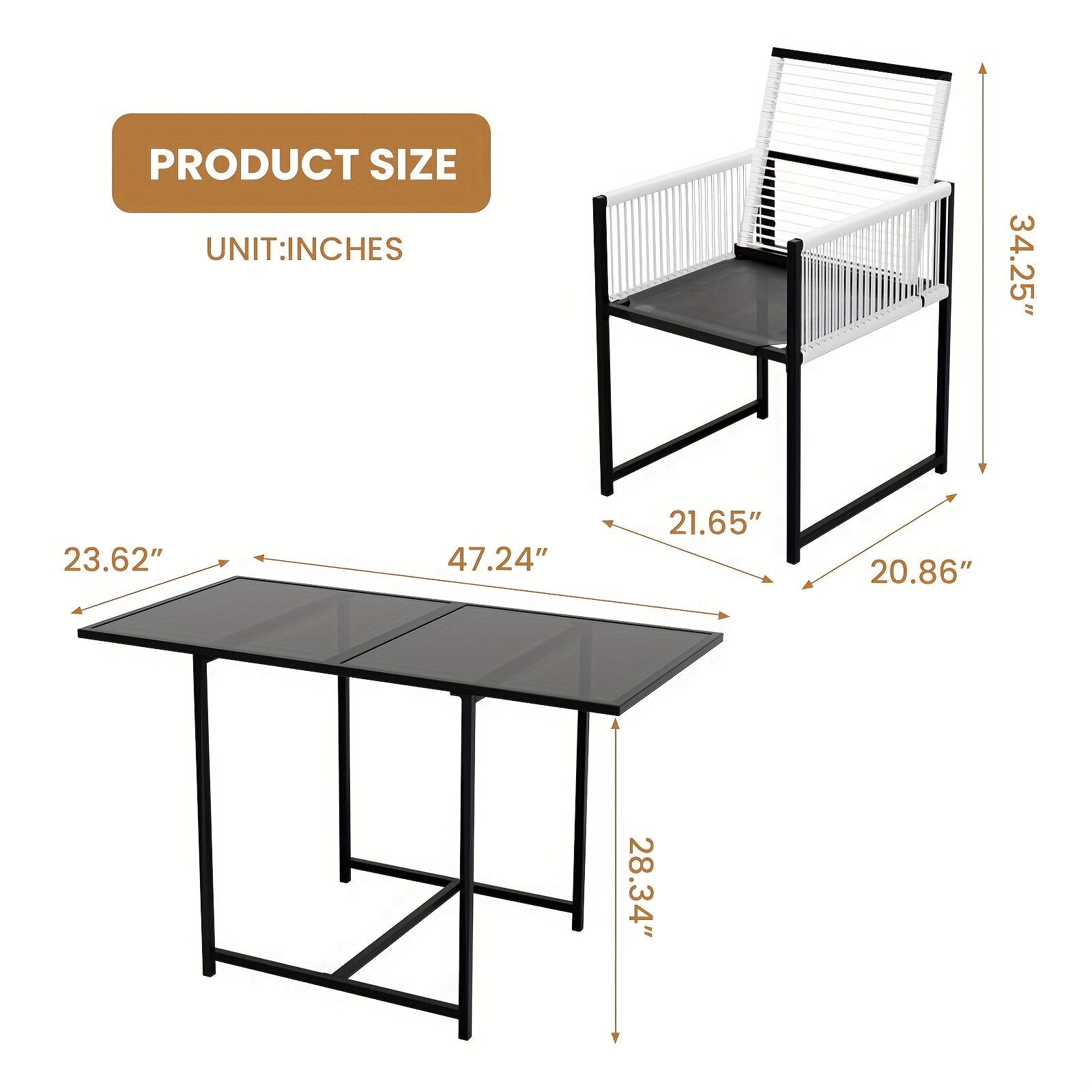 3pcs Rattan Patio Dining Set with Rectangle Table 3 -Piece Black Rattan Patio Dining Set Steel Rectangle Table with 2 Stationary Chairs