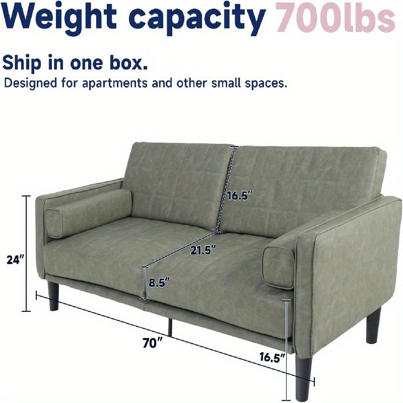 Medieval Modern Sofa Couch - Olive Green, Sturdy Metal Legs, Easy Assembly Living Room Furniture, Modern Loveseat for Apartment, Housewarming Gift - Durable & Easy-Clean Design, Sofa for Living Room, Checkered Pattern Detail