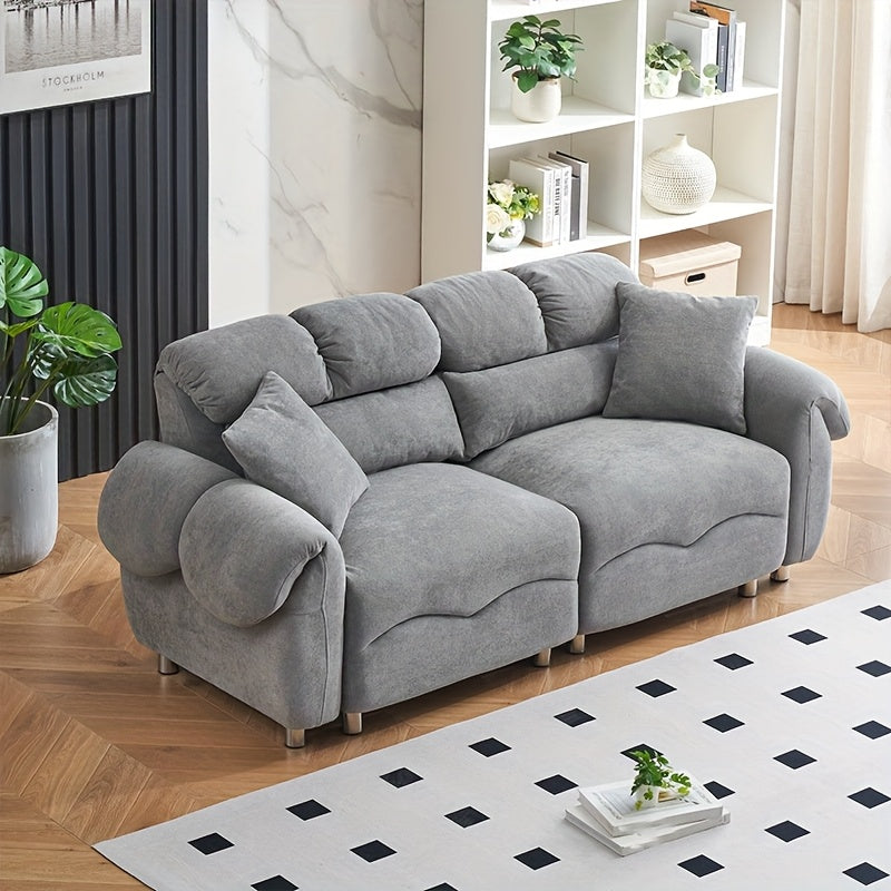 78-inch Modern-style Two-seater Sofa Made Of Flannel Fabric, Which Is Soft And Comfortable, Suitable for Both The Living Room And The Bedroom.