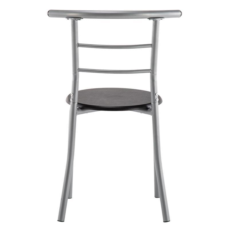 Classic Style 2-Chair Metal Dining Set, Black PVC Table and Chairs, No Wood, Electricity-Free, for Breakfast and Meals