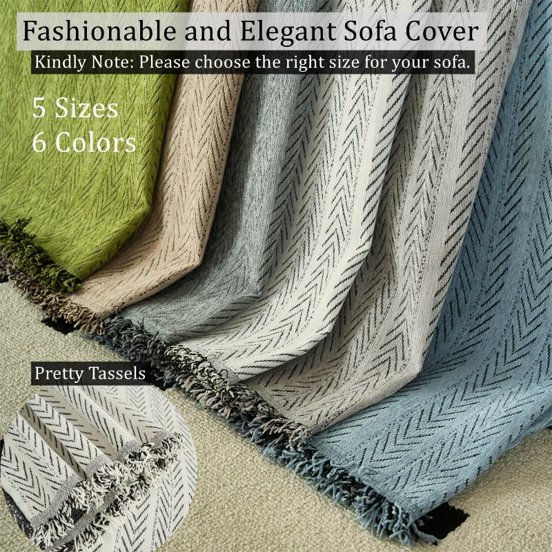 Sofa Cover Washable Soft Thicken Chenille Couch Cover with TasselWaterproof Sofa Slipcovers for 2 Cushion Couch Loveseat Futon Couch Furniture Protector PetFriendly Beige 71x102