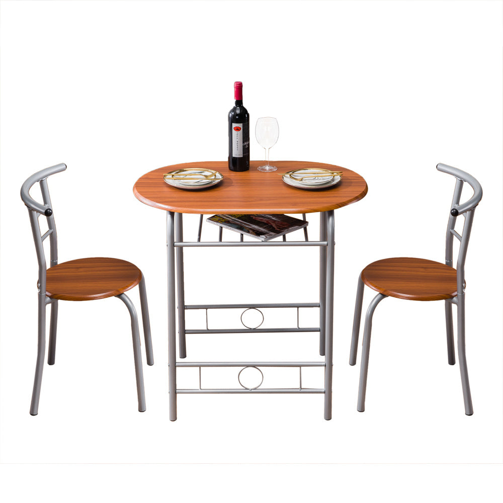 3-piece Dining Table Set, Small Dining Table and Chairs, Breakfast Table and Chair Set for Small Kitchen, Studio, Living Room, Bedroom, Oval Tabletop