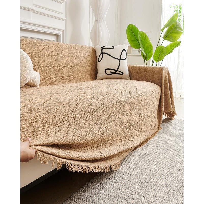 Couch Cover Sheet Blanket Slipcover for 34 Cushion High Backed Backrest Sofa Extra Large Furniture Decor L Shape UShaped Sectional Protector for Cats Dogs Pets Khaki 91 x 134