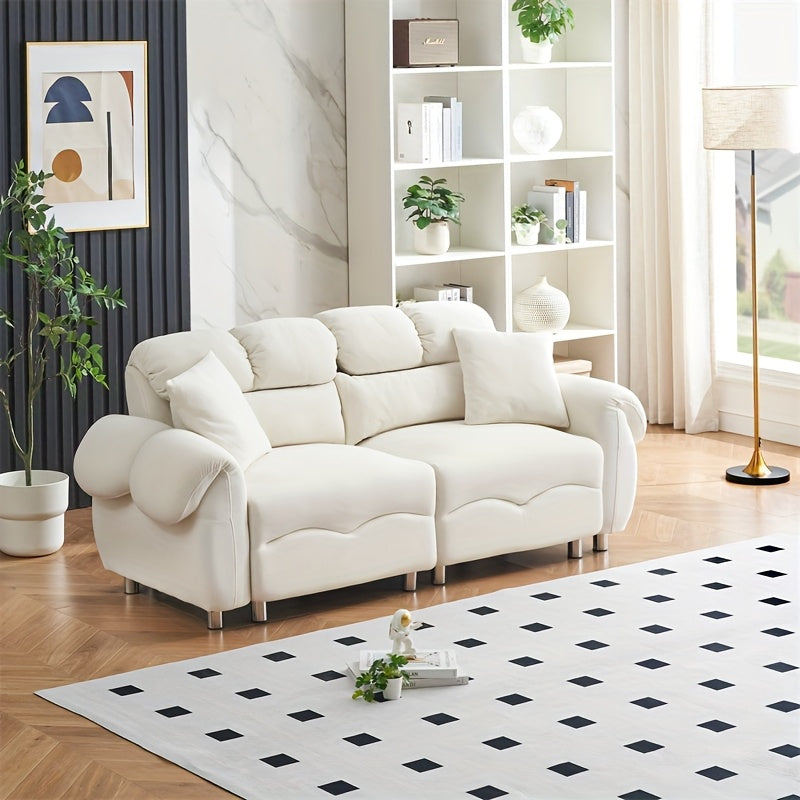 78-inch Modern-style Two-seater Sofa Made Of Flannel Fabric, Which Is Soft And Comfortable, Suitable for Both The Living Room And The Bedroom.