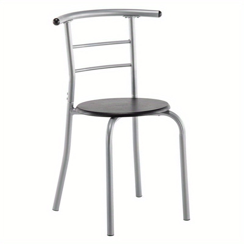 Classic Style 2-Chair Metal Dining Set, Black PVC Table and Chairs, No Wood, Electricity-Free, for Breakfast and Meals