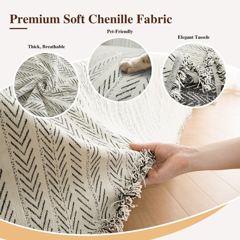 Sofa Cover Washable Soft Thicken Chenille Couch Cover with TasselWaterproof Sofa Slipcovers for 2 Cushion Couch Loveseat Futon Couch Furniture Protector PetFriendly Beige 71x102