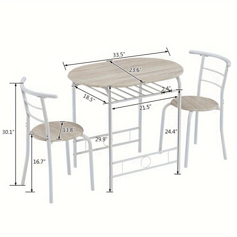Disassemble Iron White Oak White Paint Black Silver Paint Dining Table And Chair Set 1 Table 2 Chair Oval Table Top
