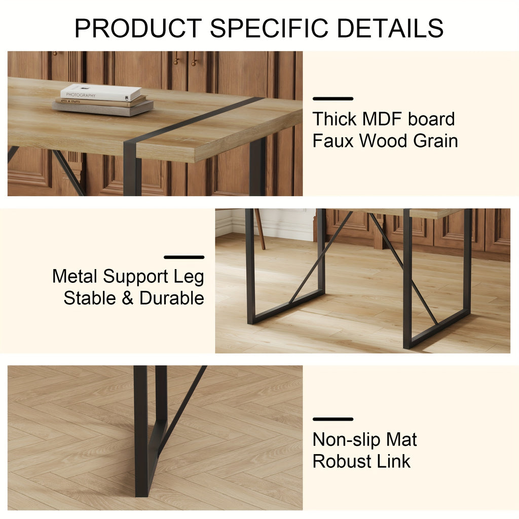 Dining Table Set, Kitchen Table And Chairs Set Of 4, Rustic Brown Table Top Breakfast Table Dining Side Chairs for Kitchen Dining Room, Modern Accent 4 Dining Chairs with Soft Linen Fabric Cushions. Furniture for Home