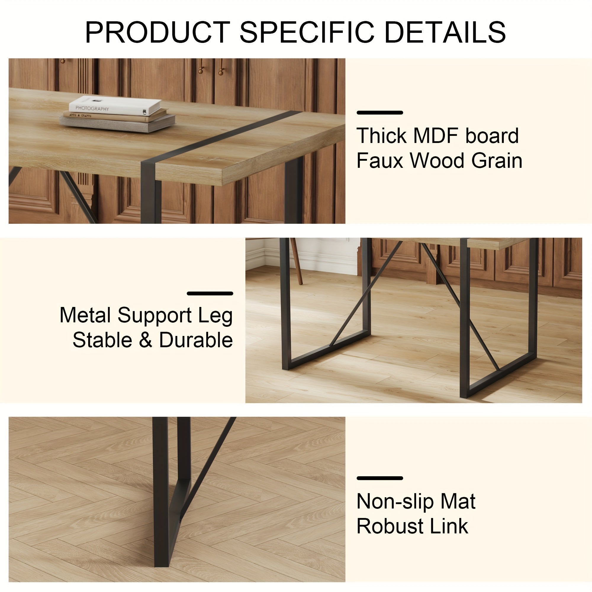 Dining Table Set, Kitchen Table And Chairs Set Of 4, Rustic Brown Table Top Breakfast Table Dining Side Chairs for Kitchen Dining Room, Modern Accent 4 Dining Chairs with Soft Linen Fabric Cushions. Furniture for Home