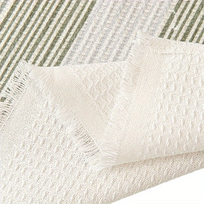 1pc American Waffle Knit Sofa Cover with Tassels - Machine Washable, Dirt And Sofa Cover, Suitable for Living Room And Office Decoration