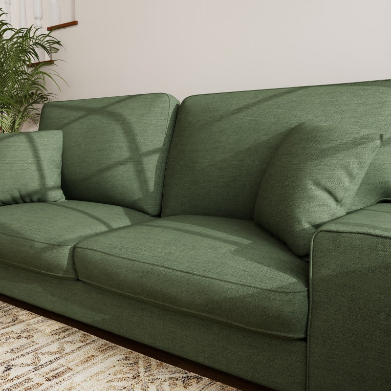 Modern Nordic Sofa - Heavy-Duty 750lb Capacity, Solid Wood Frame & Spring Cushions, Easy-Clean Chenille Fabric, No-Tools Assembly, Space-Saving Design for Living Room, Apartment, Office - Green, Comfy Couch
