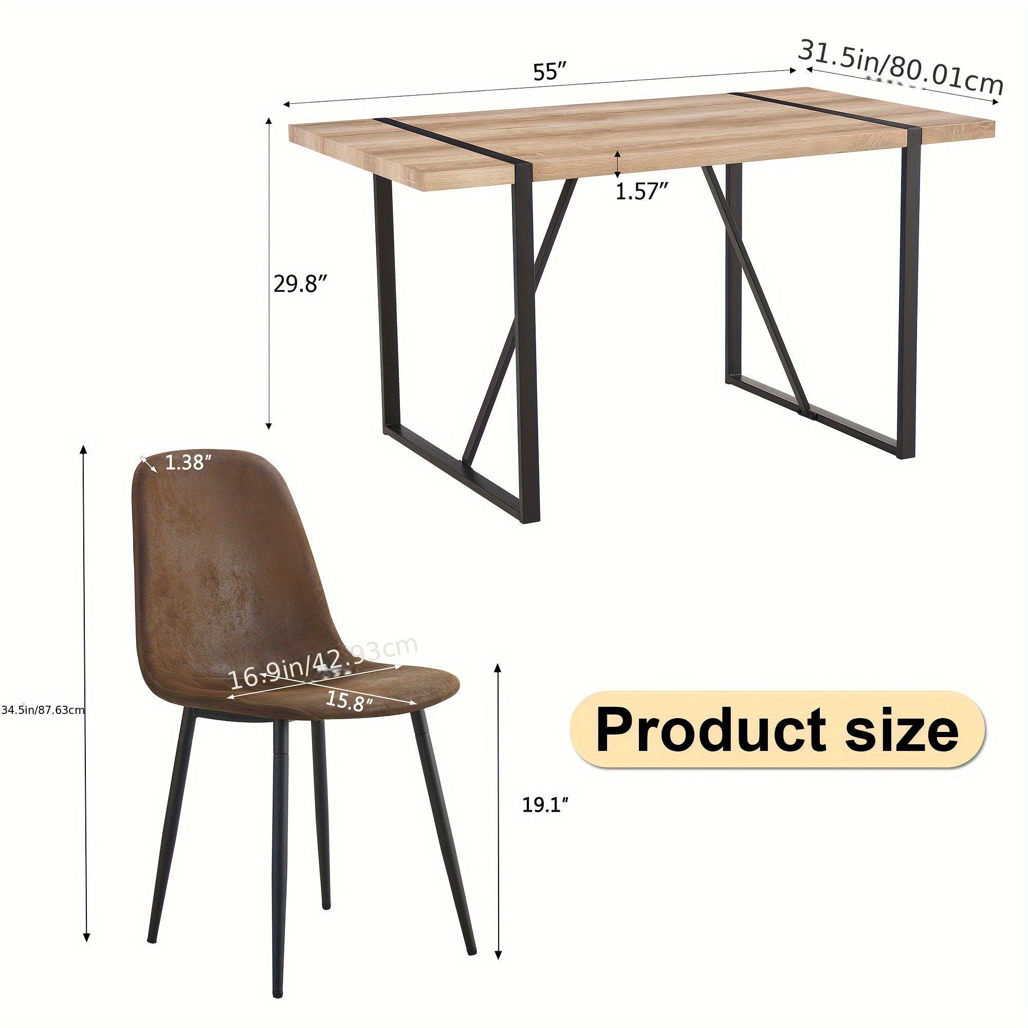 Dining Table Set, Kitchen Table And Chairs Set Of 4, Rustic Brown Table Top Breakfast Table Dining Side Chairs for Kitchen Dining Room, Modern Accent 4 Dining Chairs with Soft Linen Fabric Cushions. Furniture for Home