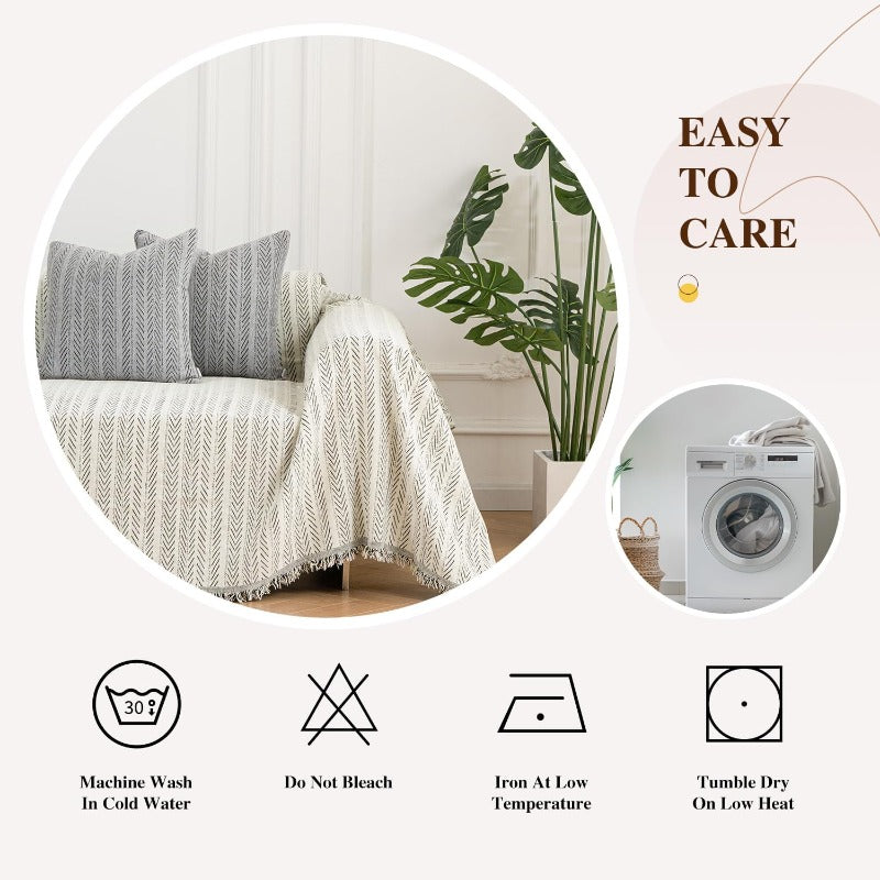 Sofa Cover Washable Soft Thicken Chenille Couch Cover with TasselWaterproof Sofa Slipcovers for 2 Cushion Couch Loveseat Futon Couch Furniture Protector PetFriendly Beige 71x102