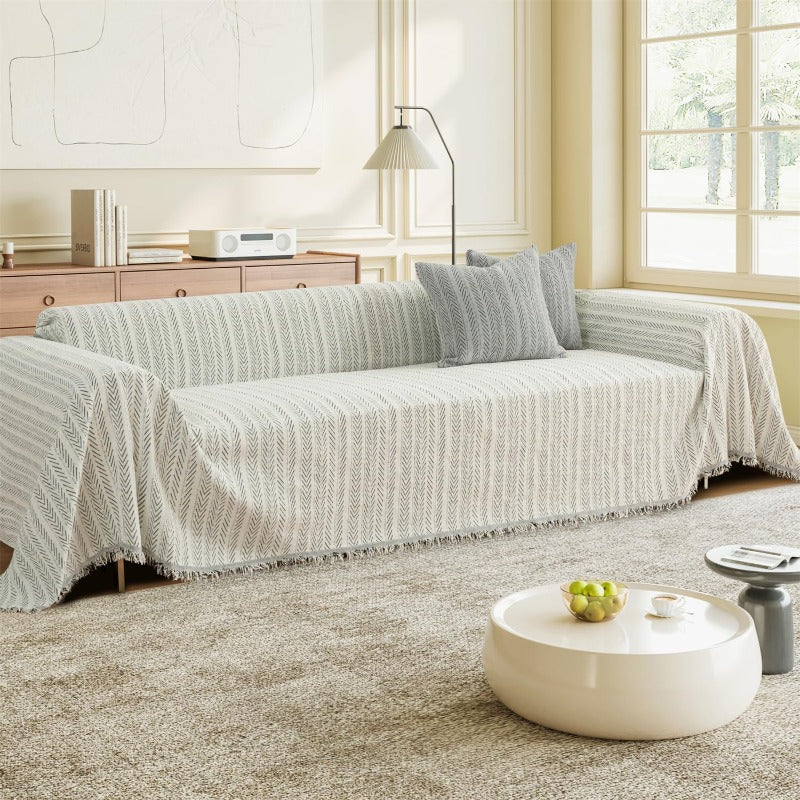 Sofa Cover Washable Soft Thicken Chenille Couch Cover with TasselWaterproof Sofa Slipcovers for 2 Cushion Couch Loveseat Futon Couch Furniture Protector PetFriendly Beige 71x102