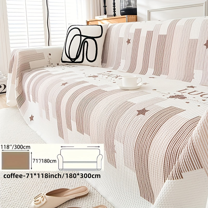 1pc American Waffle Knit Sofa Cover with Tassels - Machine Washable, Dirt And Sofa Cover, Suitable for Living Room And Office Decoration