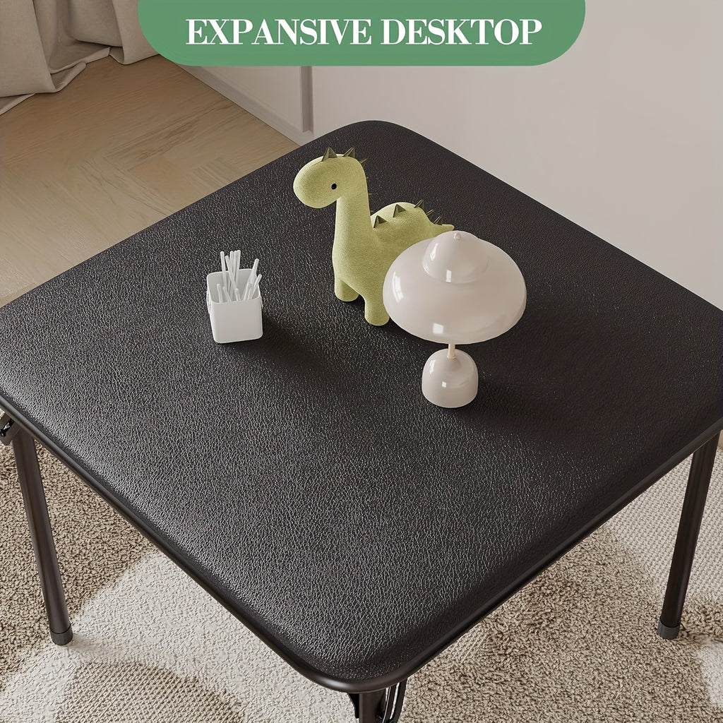 3pcs Folding Square Table And Chair Set, Featuring A Portable Table And Chairs with Ssoft Pu Cushions. No Assembly Is Required, Perfect for Eating, Reading, And Playing