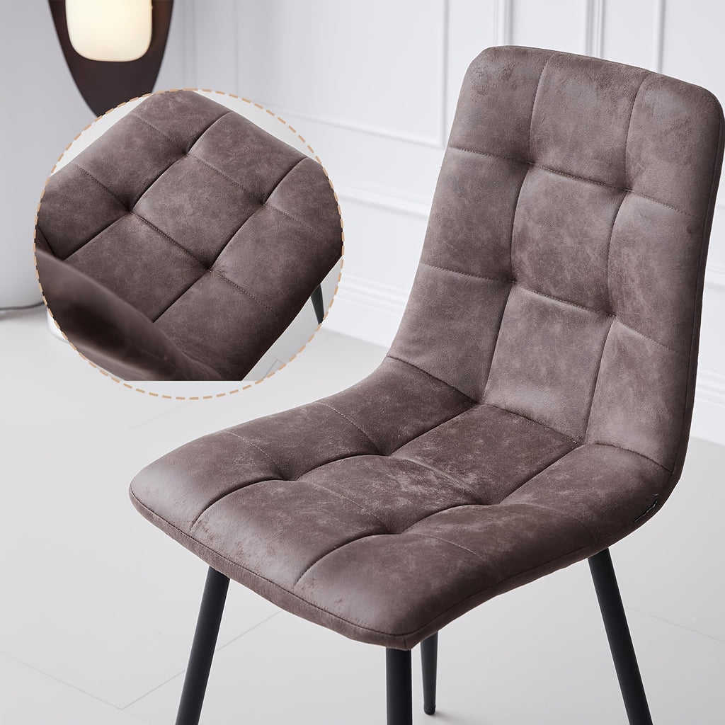 5pcs Round Dining Table Set for 4 - Mid-Century Modern Brown Dinner Table with 4 Chairs, Coffee Table & Chairs with Metal Legs Soft Cushion for Kitchen Dining Room, Apartment