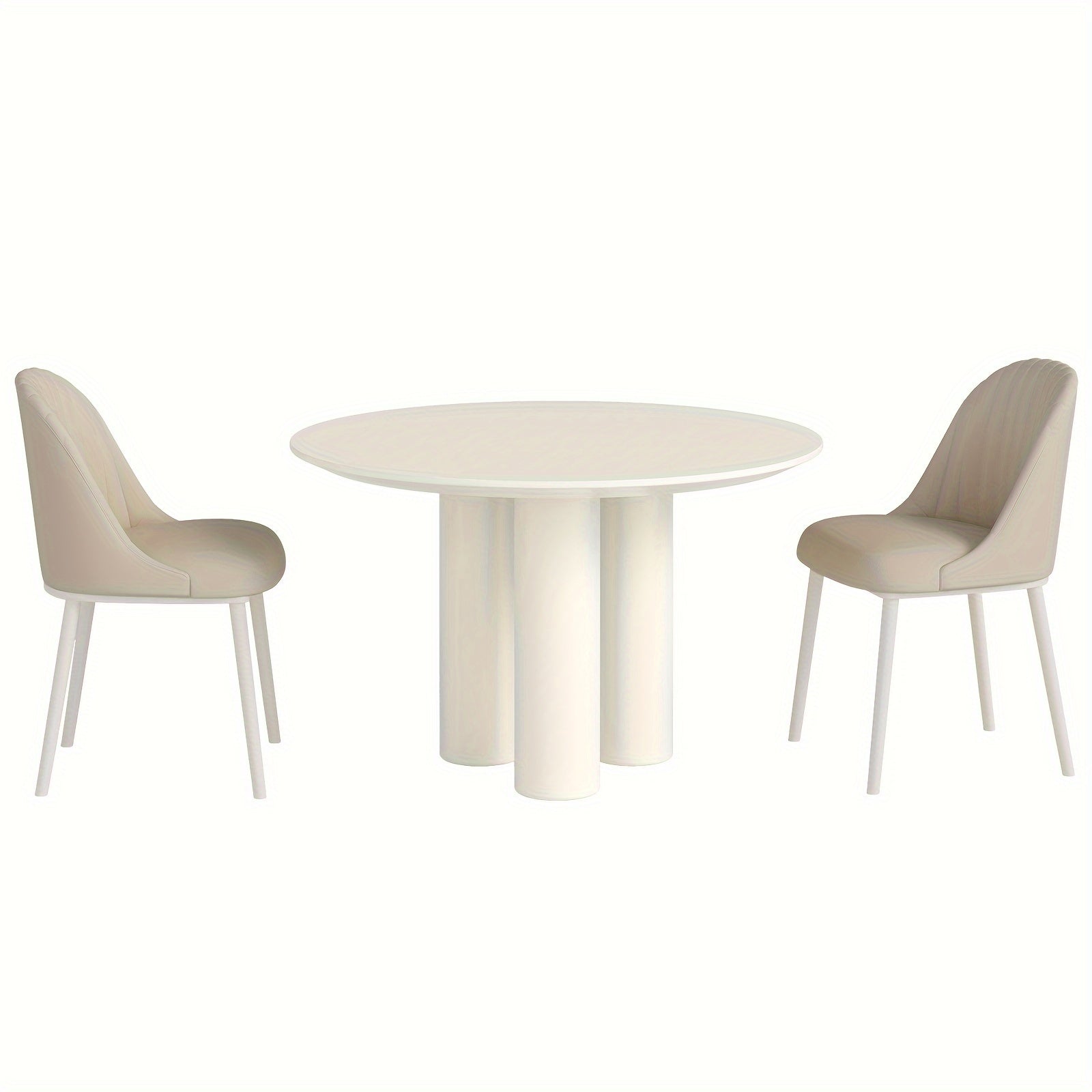 Dining Table And Chair Combination, Circular Kitchen Dining Table With Chairs, Kitchen, Living Room, Bar, Dining Table For 2-4 People, Space Saving, White