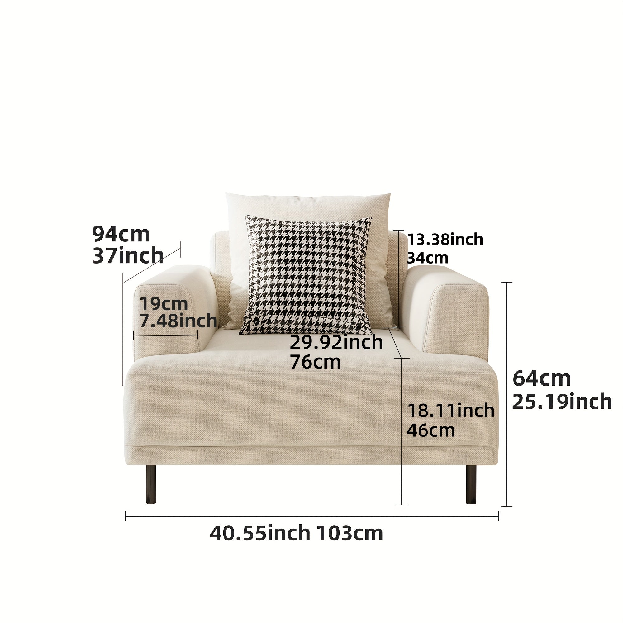 Minimalist Modern Sofa - Hardwood Frame & Neutral-Toned Fabric Couch, Easy Assembly Living Room, Apartment, Office Sofa - Space-Saving Design for Small Spaces & Open Layouts, Couch Furniture, Studio Seating, Soft Cushion Comfort, Durable Construction