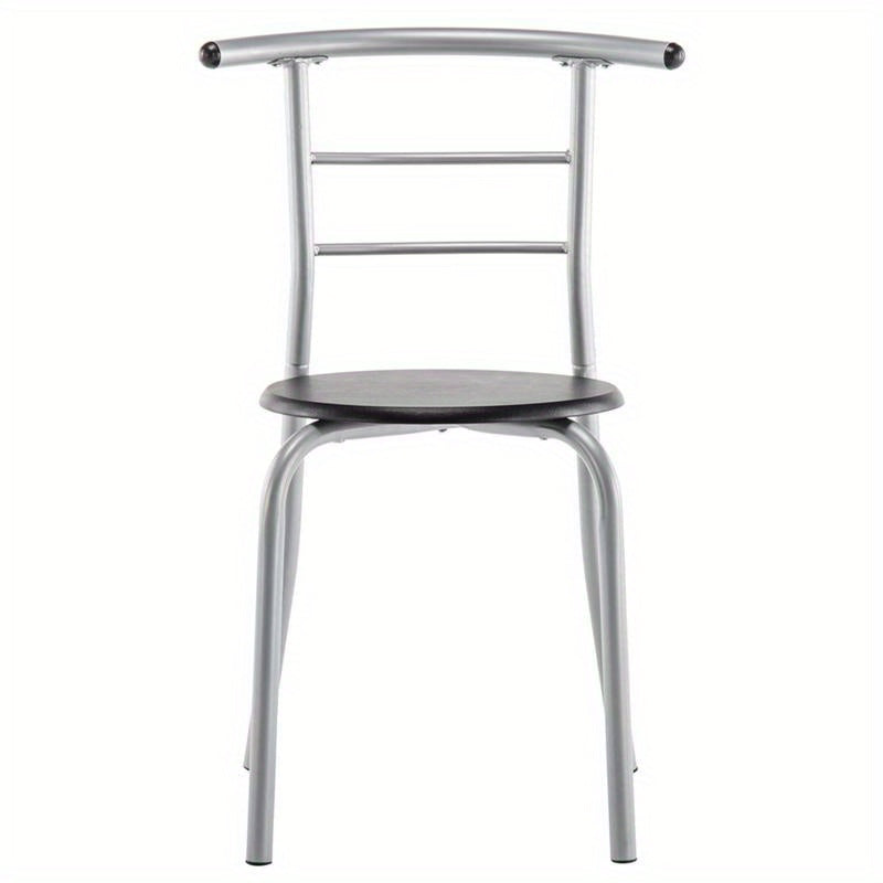 Classic Style 2-Chair Metal Dining Set, Black PVC Table and Chairs, No Wood, Electricity-Free, for Breakfast and Meals