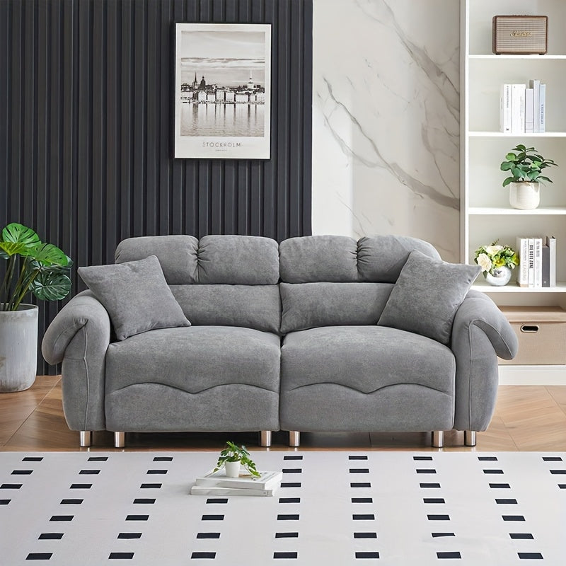 78-inch Modern-style Two-seater Sofa Made Of Flannel Fabric, Which Is Soft And Comfortable, Suitable for Both The Living Room And The Bedroom.