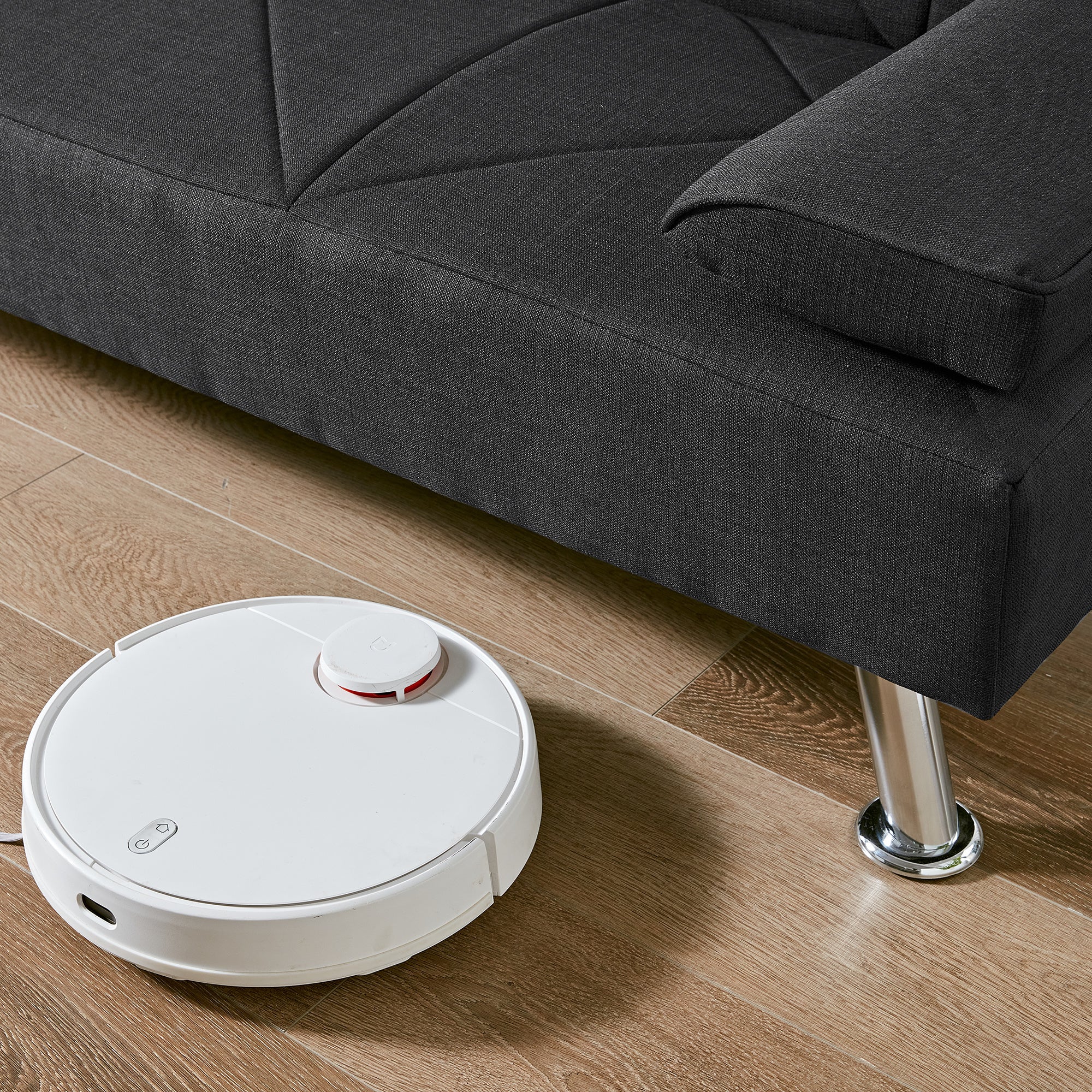 Modern Convertible Folding Futon Sofa Bed with Removable Armrests, Breathable Linen Sofa with 2 Cup Holders for Living Room